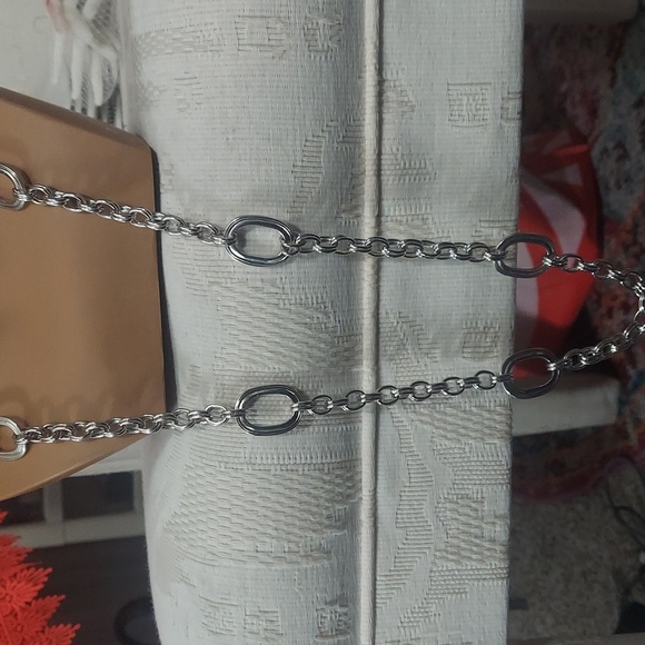 Vintage Monet Chunky Silver Chain Long Necklace 36" - Picture 8 of 10